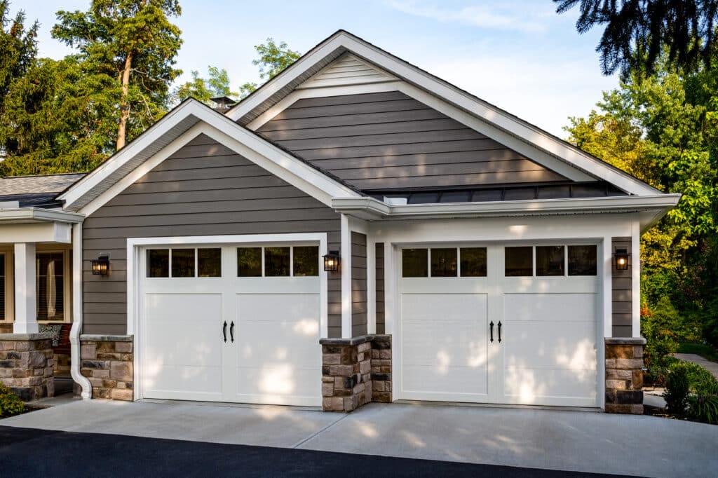 Garage door installation in Boyertown, PA - white carriage style doors